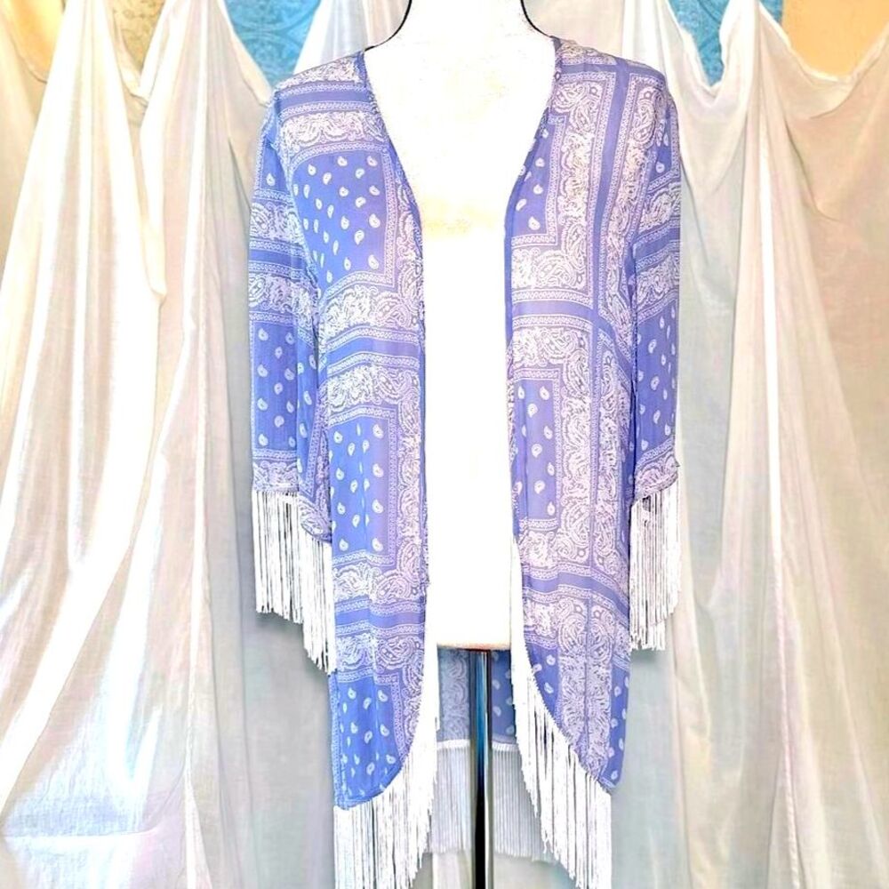 NWT Chan Luu Fringed Bandana Print Kimono Sz S